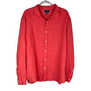 Charles Tyrwhitt Linen Button Down Shirt Slim Fit XXL Coral